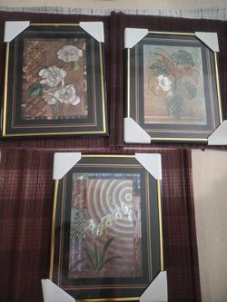 NEW Set of 3 Wall Decor Collage flower floral theme Artworks picture frame 10" × 8" in