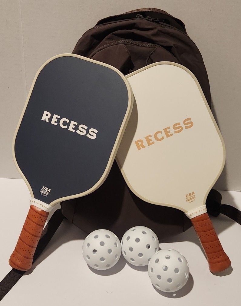 Recess Pickle Ball Paddle Set With Recess Rally Backpack Classic Ready To Play
