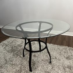 Round Glass Table With Metal Base - Used