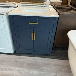 30” Bathroom Vanity In Blue 