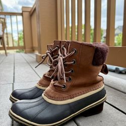 Womens Sorel Slimpack Lace II Waterproof Snow Rain Boots Brown Burro Size 6.5