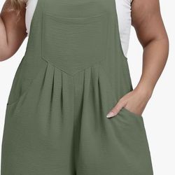 Green thin overall shorts