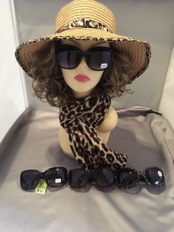 New 2017 Hot Summer Womens Stylish Hats Scarfs Saints like Bling Fleur De Lis Symbol Sunglasses