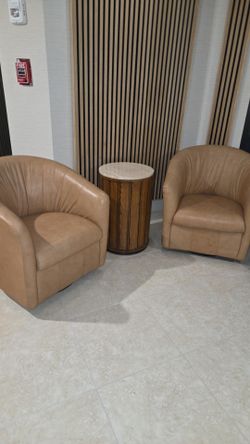 Set of 2 Naruzzi Leather Tub Chair