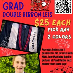 Graduation Double Ribbon Leis 