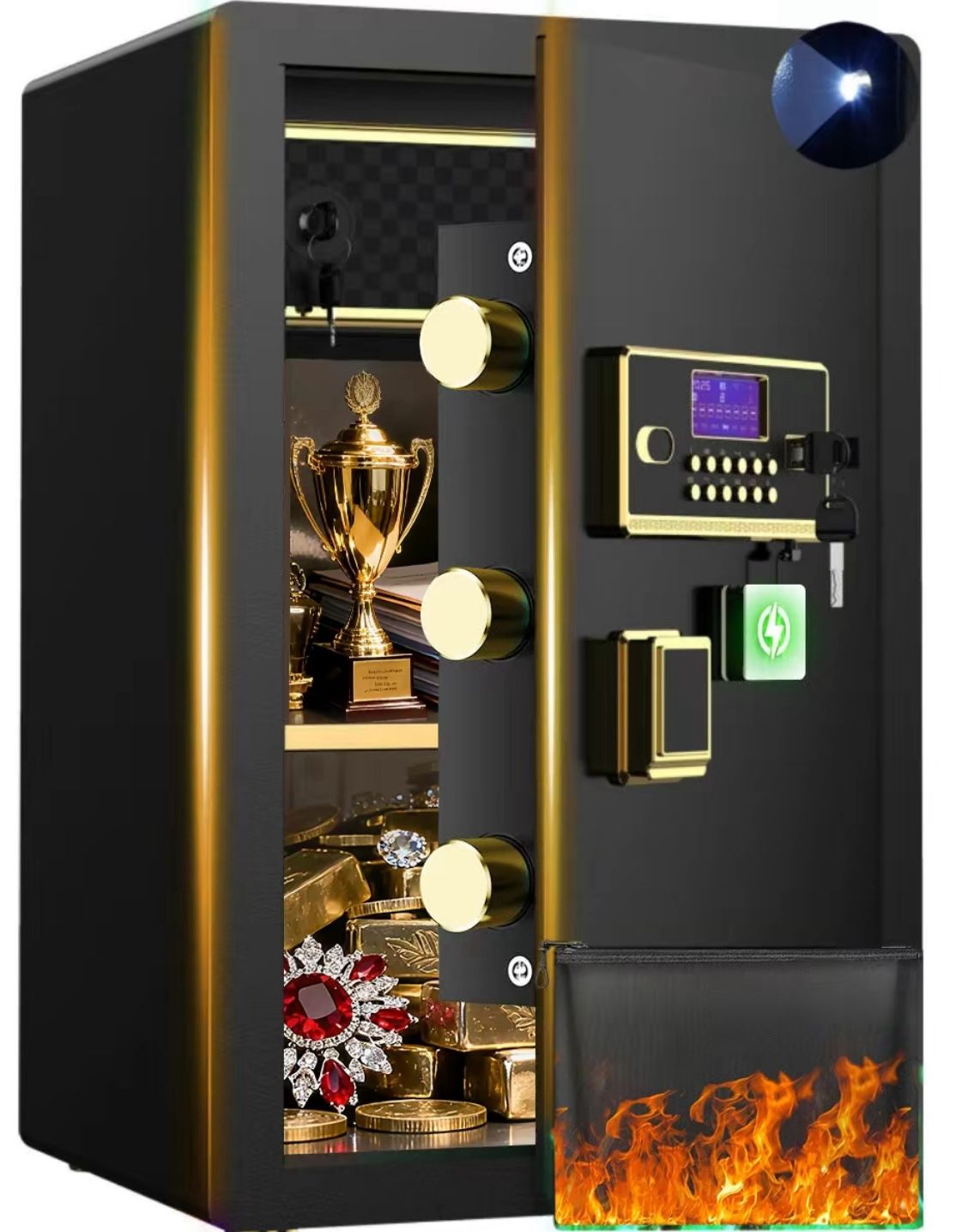 TNTANTS 5.3 Large Safe Box, Digital Board, With Fireproof Document Bag & Alarm System for Home or Office Security, for Cash Jewerly Lock Adjustable Sh