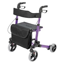 HealthSmart Walker Rollator with Seat and Backrest, FSA HSA Eligible, Adjustable Handle Height, Storage Bag and a Durable Lightweight Frame That Easil