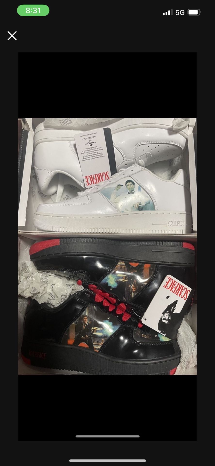 New Scarface Set Size 10 Shoes Sneakers Air Force One 1s Belt Shirt