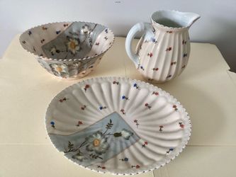Antique 3 Piece Set Bowl Basin Pitcher Mark Gutherz Carlsbad Austria Porcelain