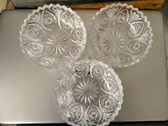 VTG American Brilliant Period Sawtooth Rim Crystal Bowls