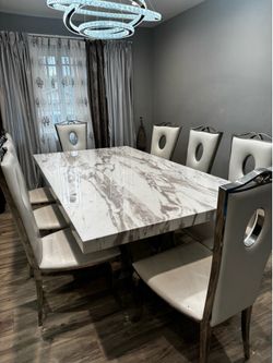 Stone table with chairs
