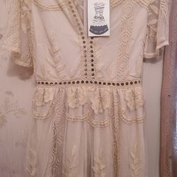 "Alythea" Antique White Lacy Romper Dress