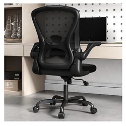Sytas Ergonomic Desk Chair with Padded Flip up Arms and Supportive Lumbar Support, Breathable Mesh Home Office Chair with Comfortable Cushion for Home