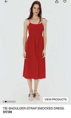 Women’s Tie Shoulder Strap Smocked Dress 