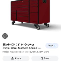Snap On Epic Series 72” Toolbox Burgundy Red With Black Trim, Logos, And Top