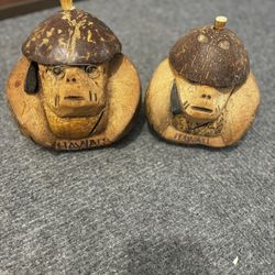 Set Of 2 Coconut Monkeys