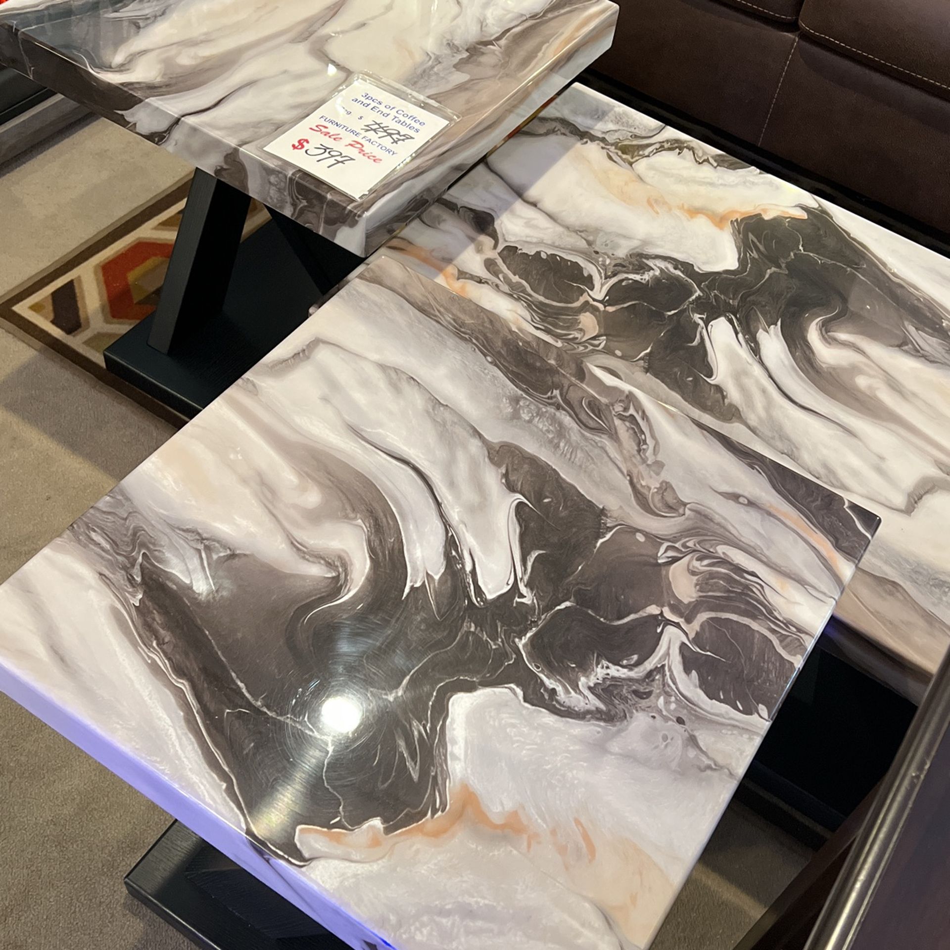 Brown/White Coffee/End Table SET