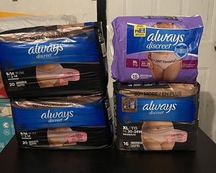 Always Discreet Underwear Sizes S/M & XL $10 Each 