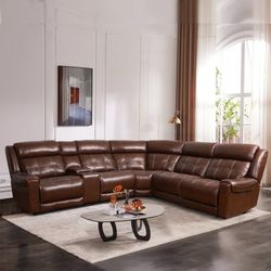 Costco Concord 6-Piece Leather Power Reclining Sectional with Power Headrests $700