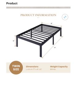 Twin Size Metal Platform Bed Frame