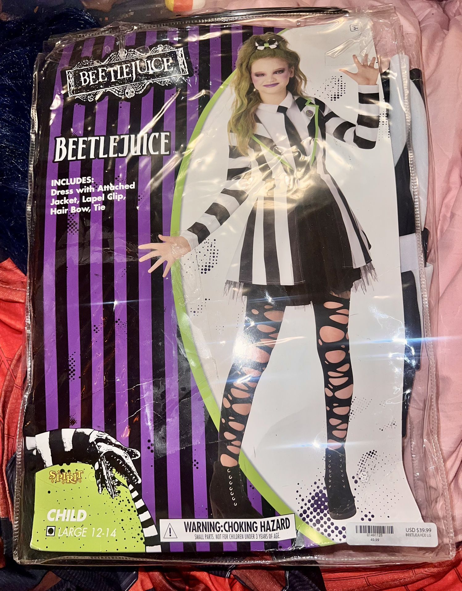 NEW - Tween Teen Halloween Costume - Beetlejuice Dress Large 12-14