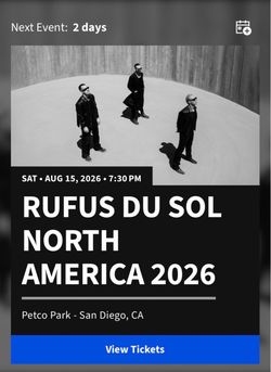 Rufus Du Sol Pit Ticket