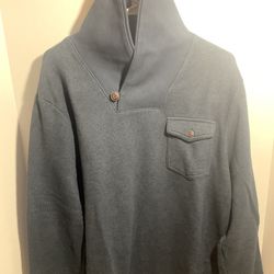 British Khaki Est.1980 Men’s Navy Blue Pullover Shawl Collar Fleece 