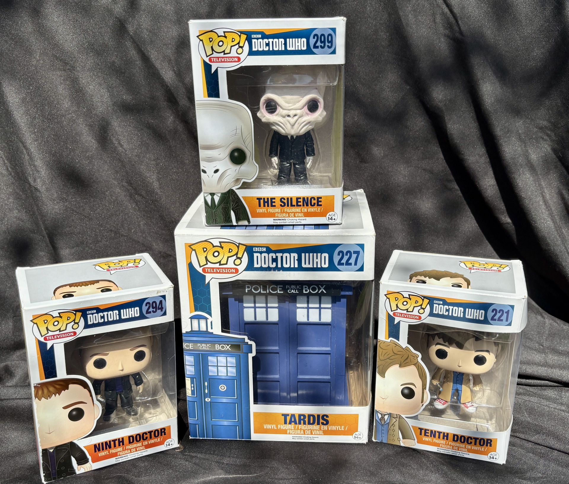 BBC Doctor Who Funko 4pc lot or separate: Tardis #227 * 9th (#295) & 10th ( #221) Doctors *