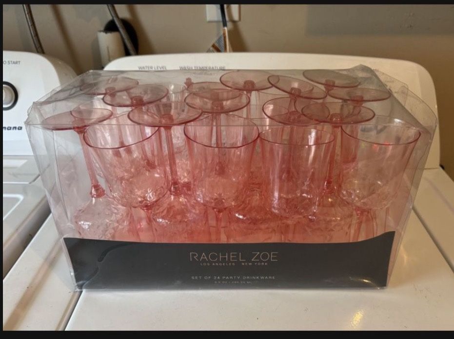 Get The Party Started Brand new set of 24 Rachel Zoe, plastic pink designer