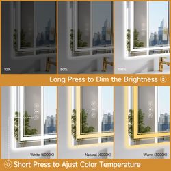 24x36 Inch Frameless LED Bathroom Mirror,Smart Mirror