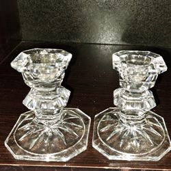 Vintage Cut Glass Crystal Candle Sticks 