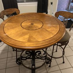 NICE Wood And Cast Iron Breakfast/Bar Table