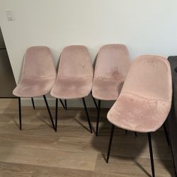 Pink Velvet Chairs (set Of 4)