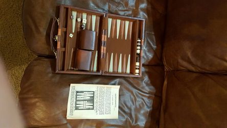 Vintage Backgammon Game with Leather Case & Instructions Manual