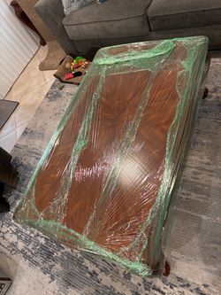 Wooden Coffee Table with Carved Legs