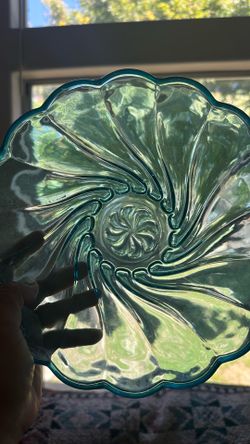 The most beautiful color of Blue carved serving bowl
