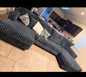 Large Gray Corduroy Sectional Sofa