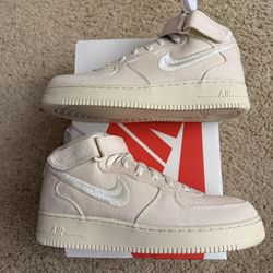 Size 11.5 Stussy Air Force 1 Mid Fossil  (They are technically considered used even though i bougt them new. They came creased so im marking as Used)