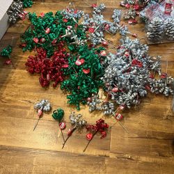 Christmas Grinch Candyland Red Green Silver Twisted Glittery Picks /sticks. $3 Each Or 10 For $25