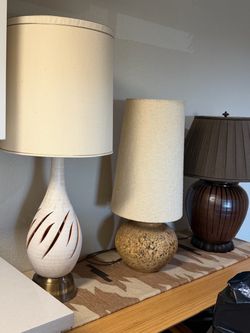 Vintage Tall & Large 1960s Mid Century Modern White Ceramic Table Lamp with Flame Cutout Design