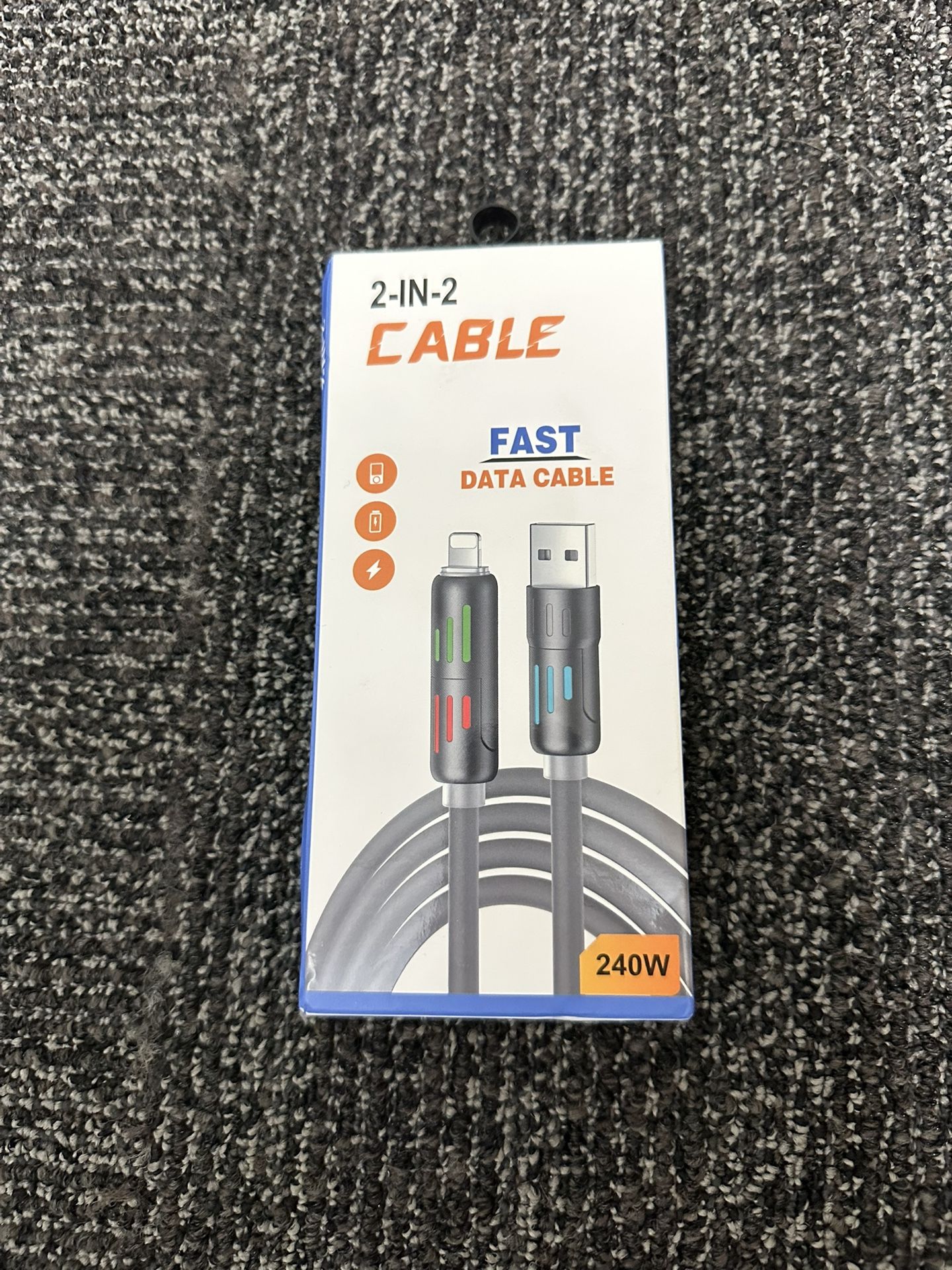 Charging Cable 2 In 2 Data 240W Ultra Fast Rapid Cord Cell Phone Car Charger NEW
