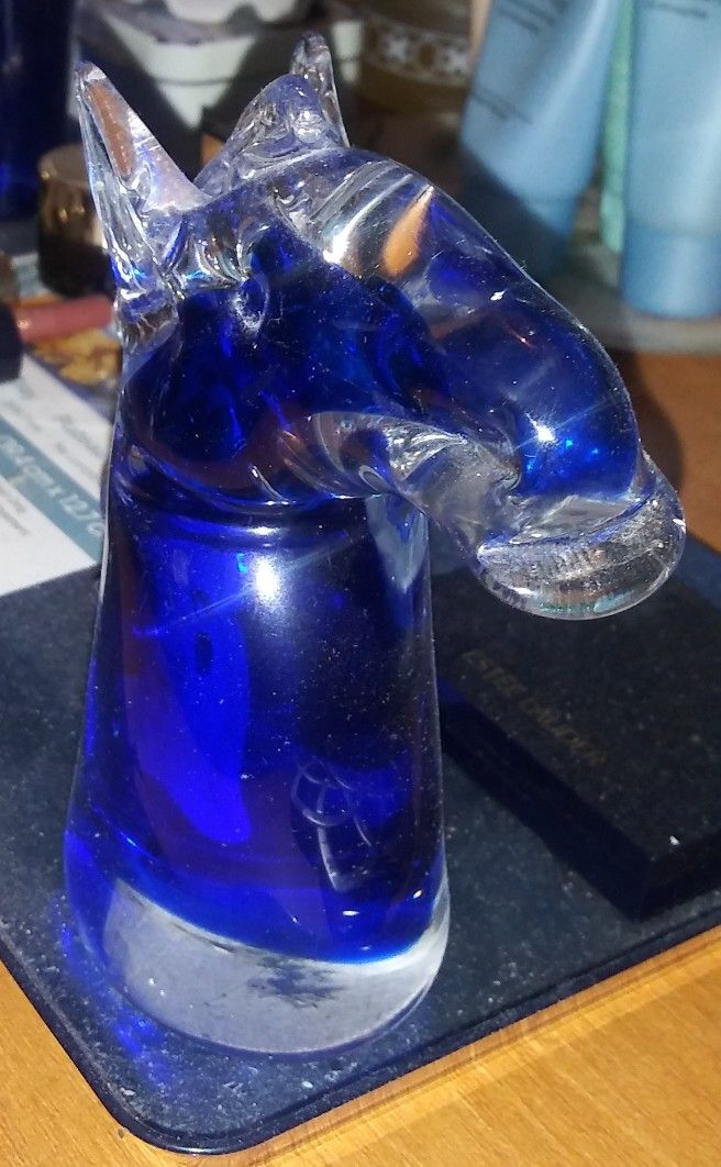 Glass Horsehead Paperweight