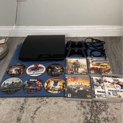 PS3 Slim With 2 Controllers And Games 