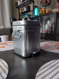 Bathroom Trash Can, Vintage Metal Garbage Bin.