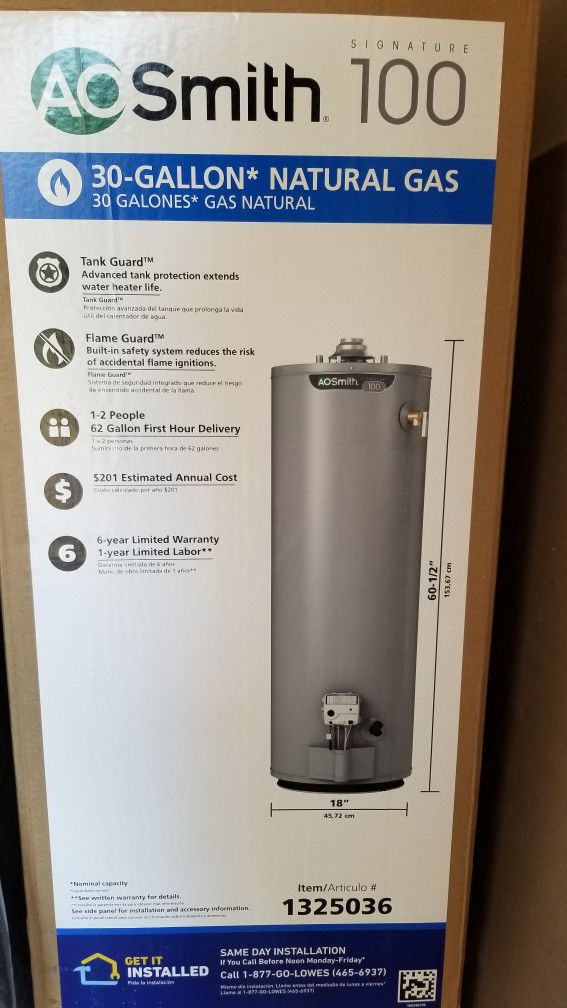 New A. O. Smith Gas Water Heater