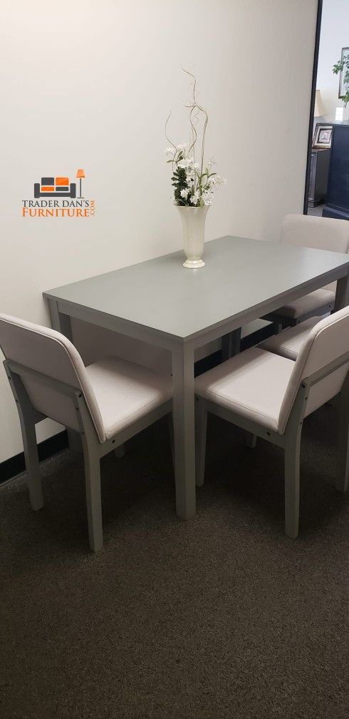 Brand New 5 Piece Grey Wood Dining Set (New In Box)