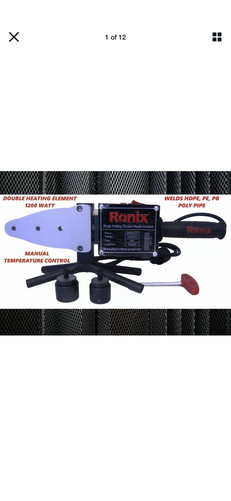 Ronix HDPE PE Pipe Fusion Butt Welder Socket Heater Machine 20 to 25mm 220V