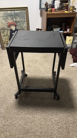 Black Metal Rolling Utility Cart – Decorative Scrollwork