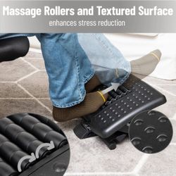 Adjustable Height Footrest with Rollers for Massage