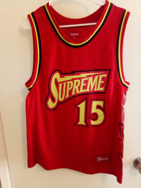Supreme Red M Bolt Basketball Jersey 